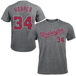 Bryce Harper Washington Nationals Majestic Threads Premium Tri-Blend Name & Number T-Shirt