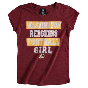 Girls Youth Washington Redskins Football Girl Tri-Blend V-Neck T-Shirt